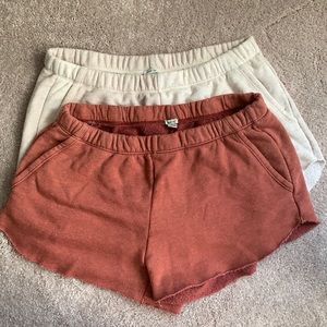 Set of 2 Aerie Soft Knit Shorts - Rust and Cream